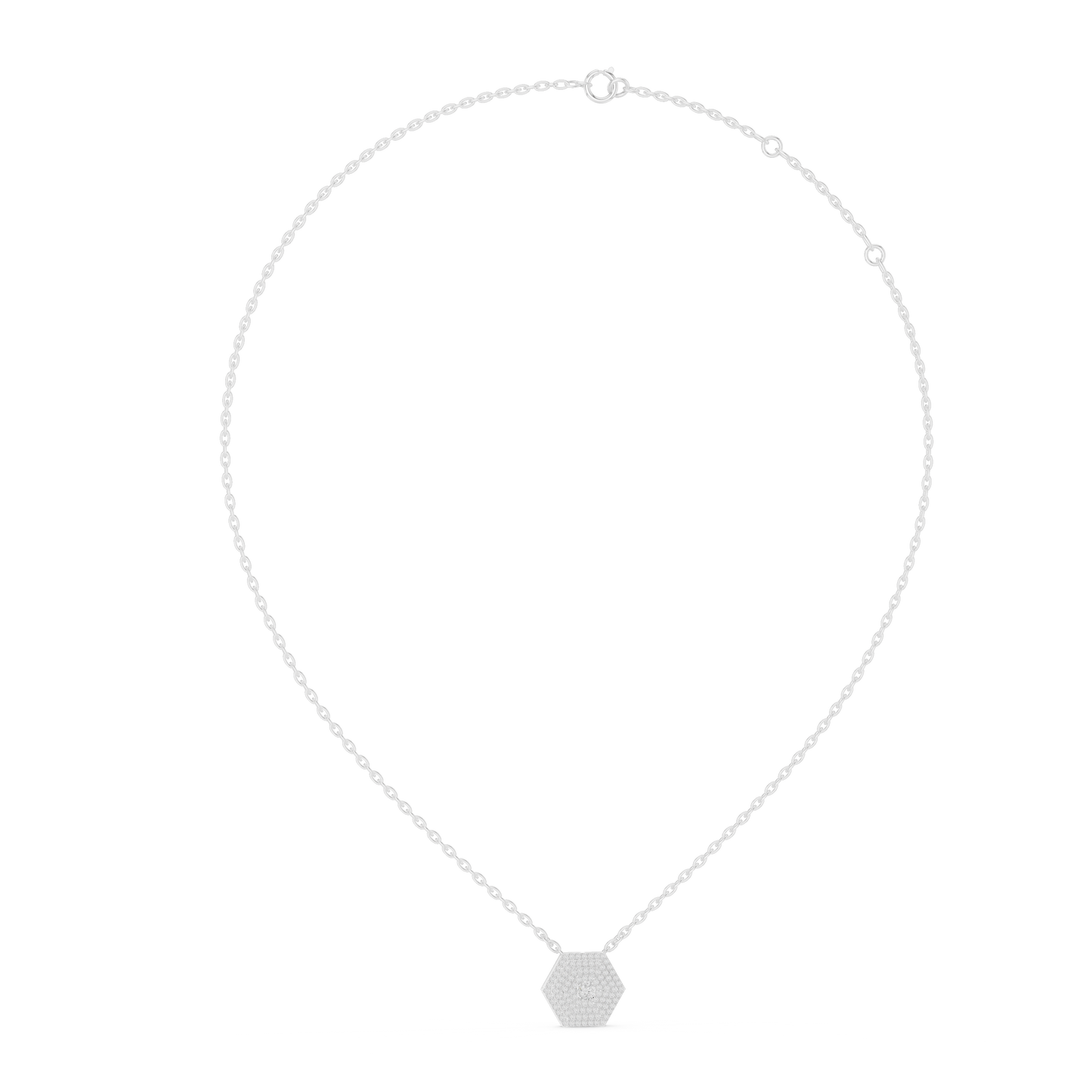 Hexagon Cluster Lab-Grown Diamond Casual Pendant in 14K White Gold