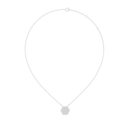 Hexagon Cluster Lab-Grown Diamond Casual Pendant in 14K White Gold