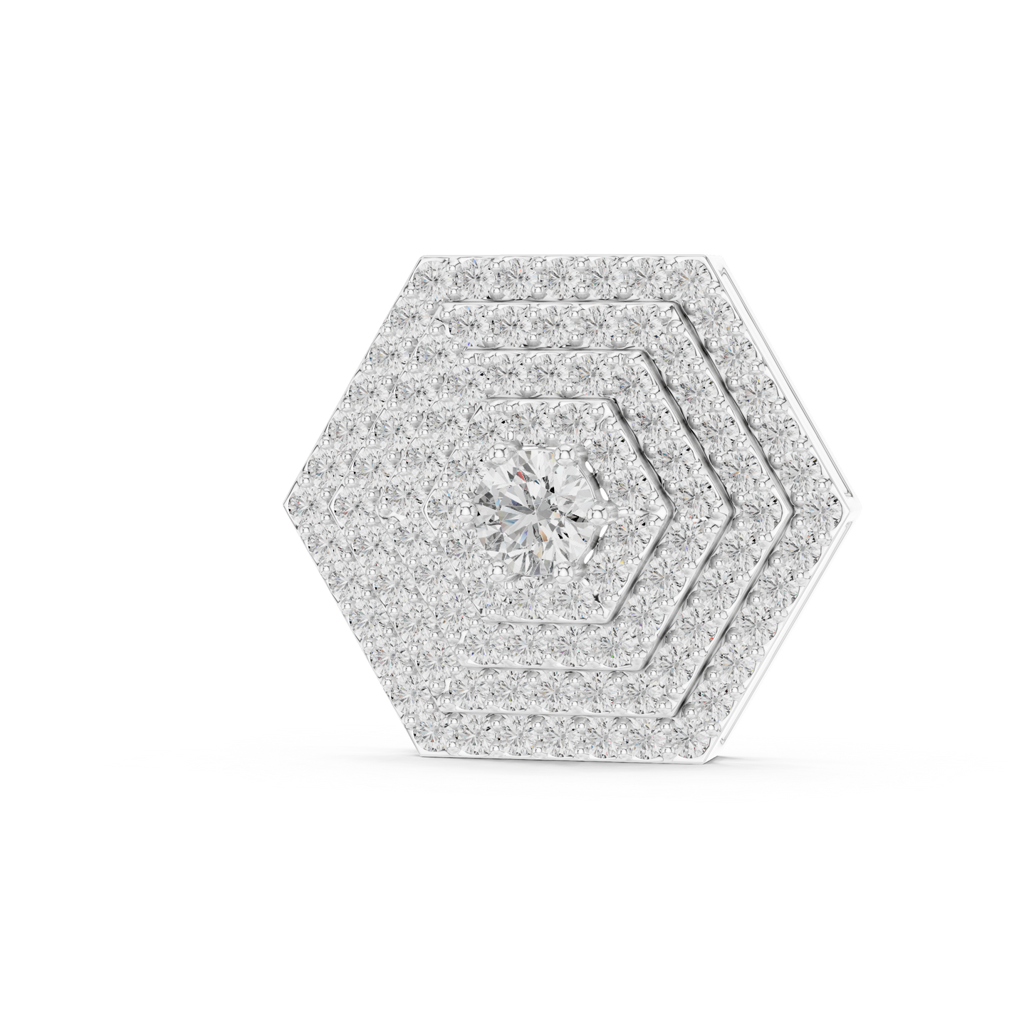 Hexagon Cluster Lab-Grown Diamond Casual Pendant in 14K White Gold