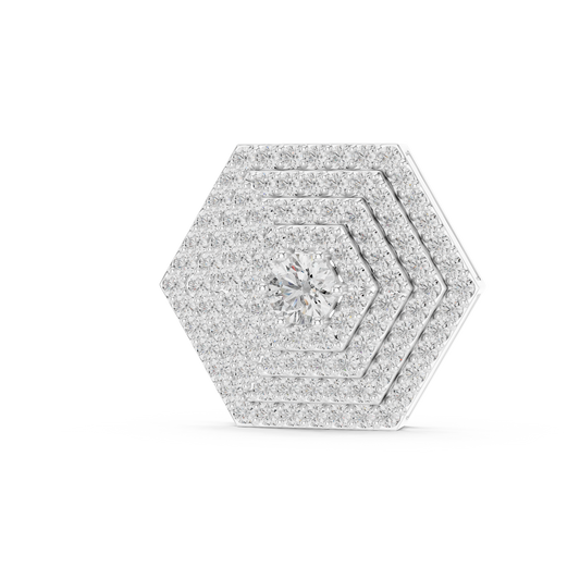 Hexagon Cluster Lab-Grown Diamond Casual Pendant in 14K White Gold
