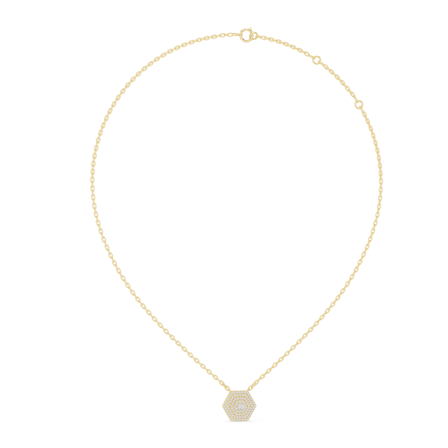 Hexagon Cluster Lab-Grown Diamond Casual Pendant in 14K White Gold