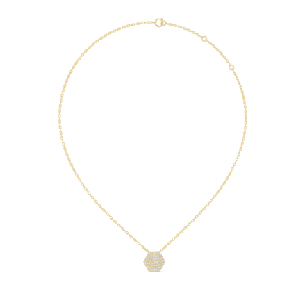 Hexagon Cluster Lab-Grown Diamond Casual Pendant in 14K White Gold