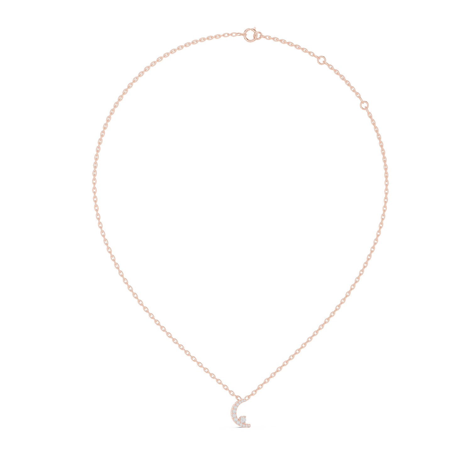 Delicate Crescent Moon Lab-Grown Diamond Pendant in Yellow Gold | Minimal Diamond Jewelry