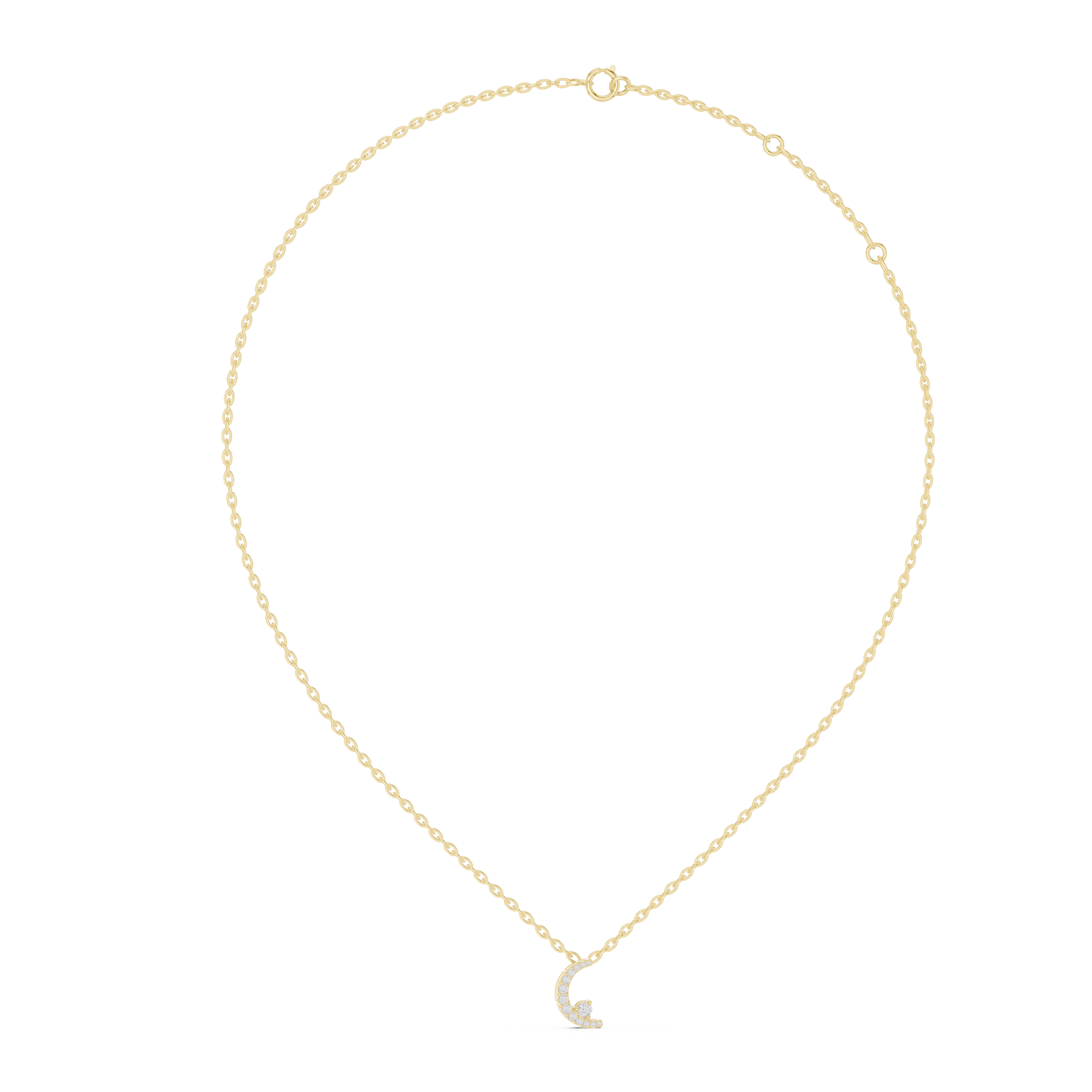 Delicate Crescent Moon Lab-Grown Diamond Pendant in Yellow Gold | Minimal Diamond Jewelry