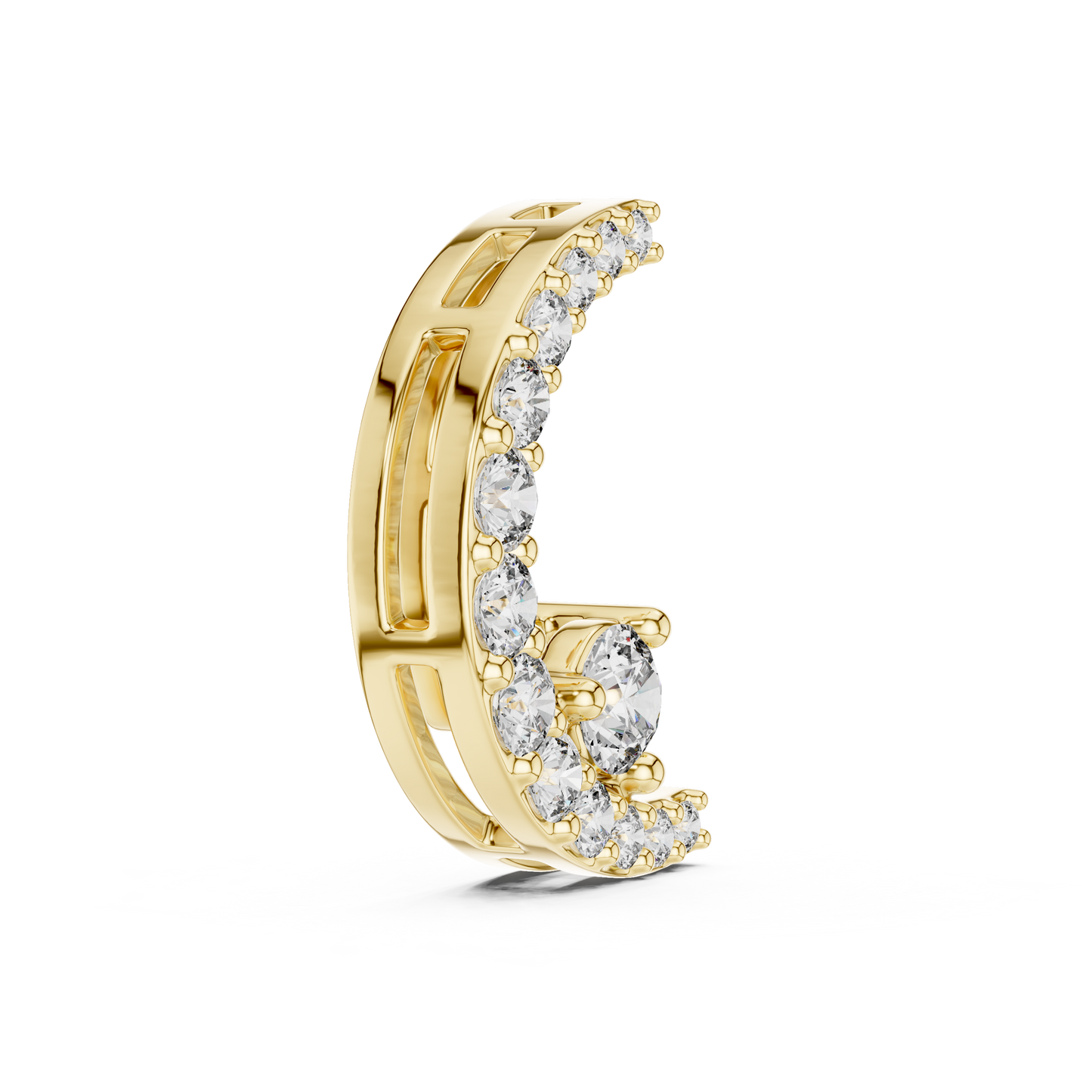 Delicate Crescent Moon Lab-Grown Diamond Pendant in Yellow Gold | Minimal Diamond Jewelry