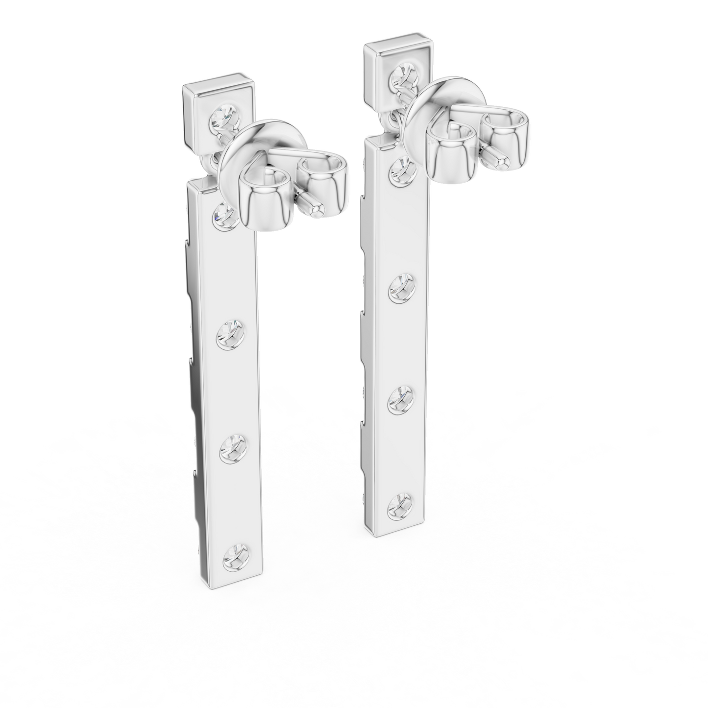 Vertical Round Diamond Bar Chandelier Earrings in White Gold