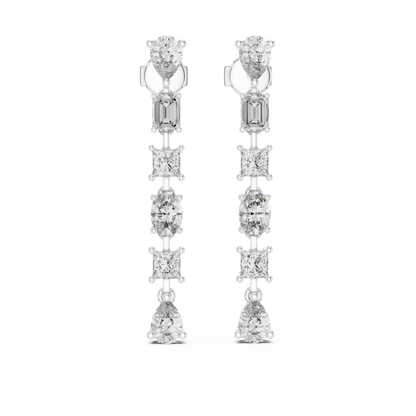 Rose Gold Multi Shape Diamond Drop Earrings for Brides Chandelier Earrings