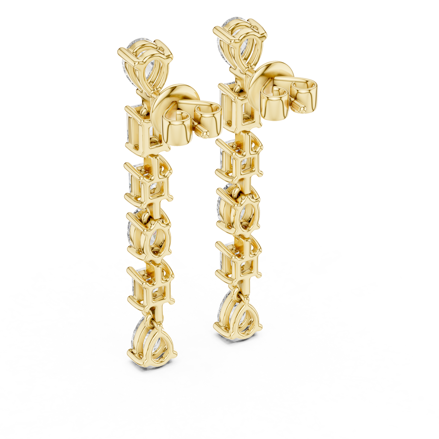 Rose Gold Multi Shape Diamond Drop Earrings for Brides Chandelier Earrings
