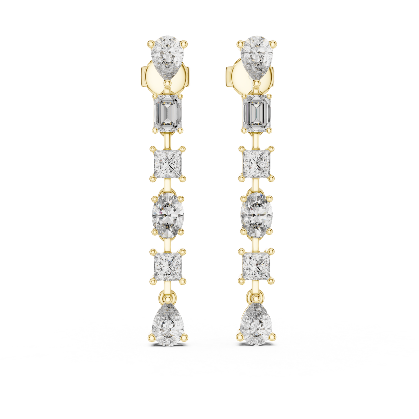 Rose Gold Multi Shape Diamond Drop Earrings for Brides Chandelier Earrings