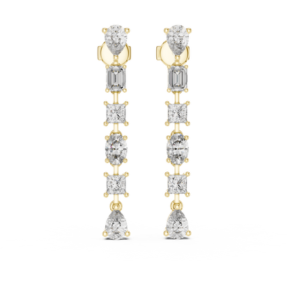 Rose Gold Multi Shape Diamond Drop Earrings for Brides Chandelier Earrings