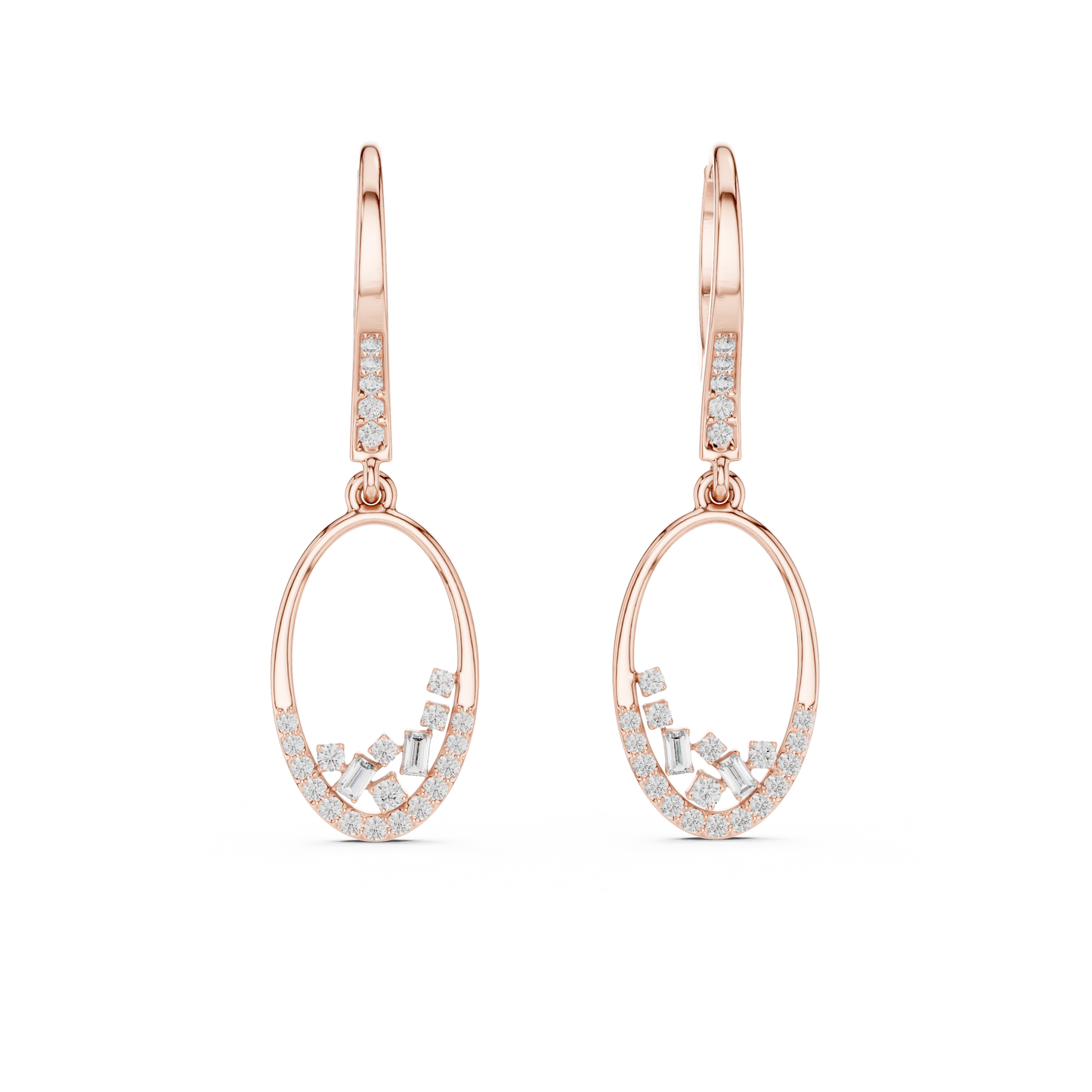 Gold Round Diamond Chandelier Earrings – Modern Elegance