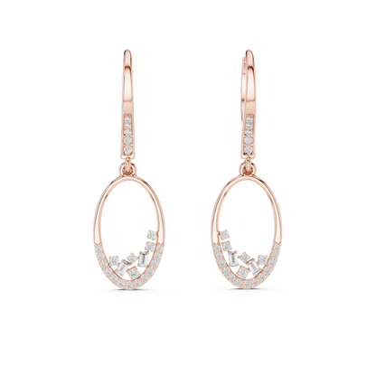 Gold Round Diamond Chandelier Earrings – Modern Elegance