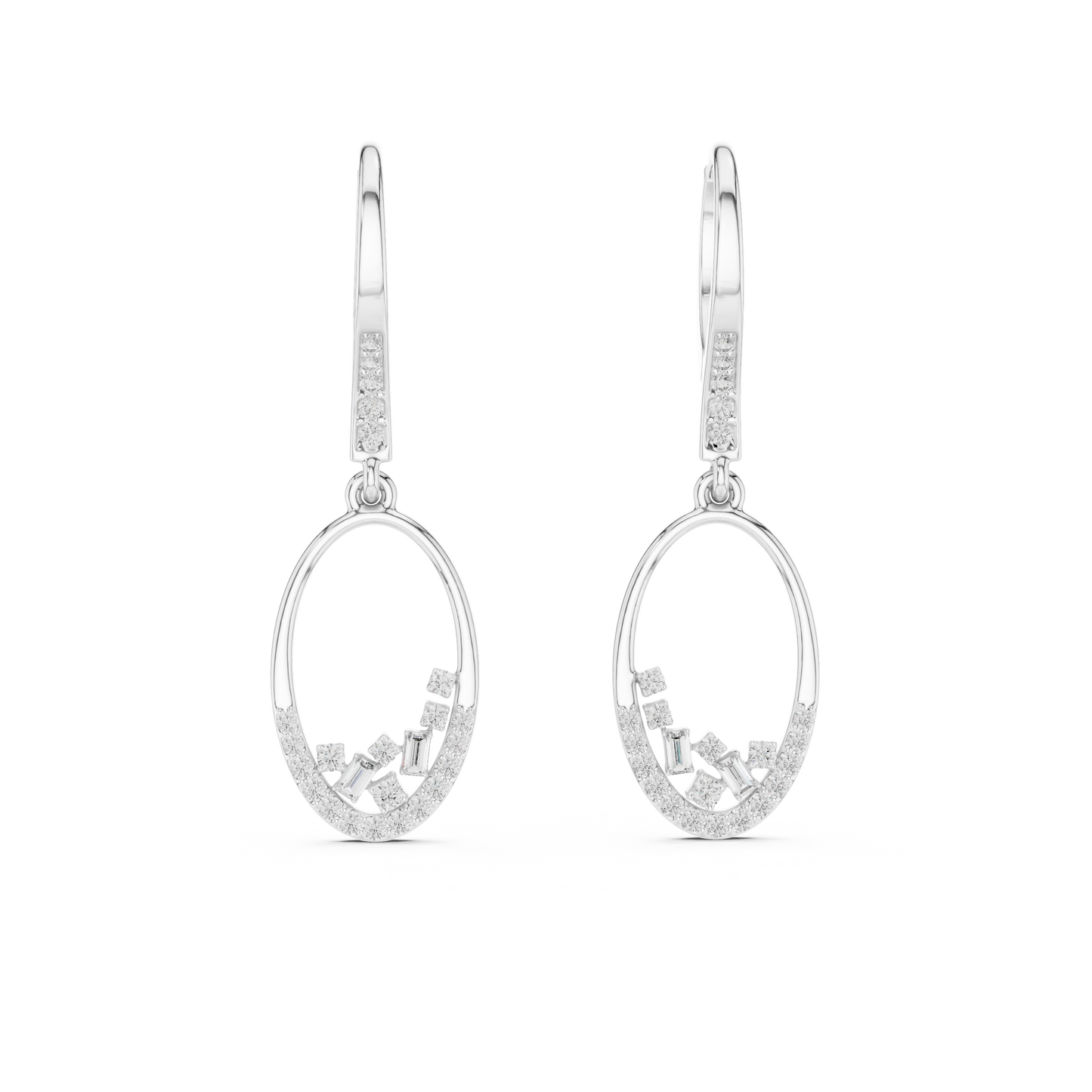 Gold Round Diamond Chandelier Earrings – Modern Elegance
