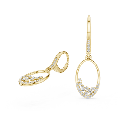 Gold Round Diamond Chandelier Earrings – Modern Elegance