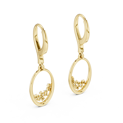 Gold Round Diamond Chandelier Earrings – Modern Elegance