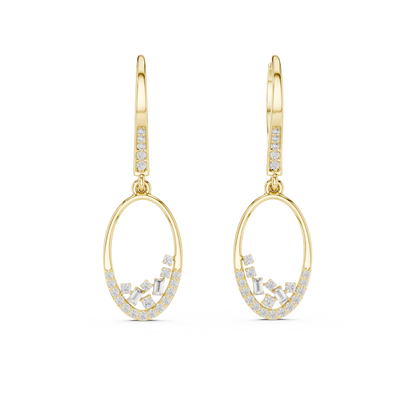 Gold Round Diamond Chandelier Earrings – Modern Elegance