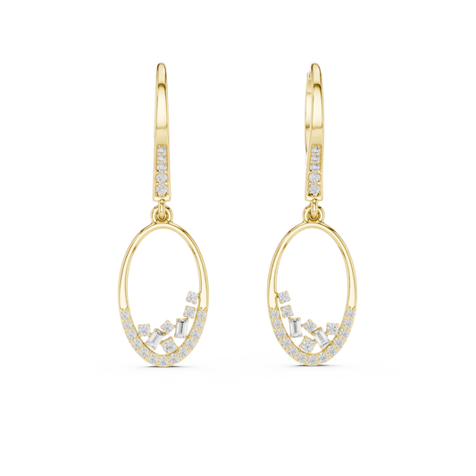 Gold Round Diamond Chandelier Earrings – Modern Elegance