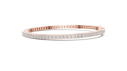 Rose Gold Princess-Cut Diamond Tennis Bracelet – Timeless Luxury