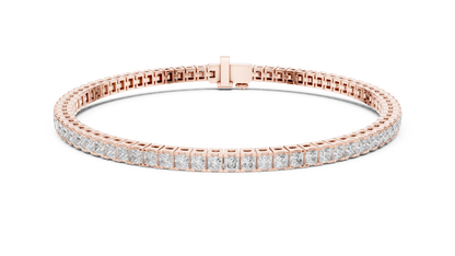 Rose Gold Princess-Cut Diamond Tennis Bracelet – Timeless Luxury