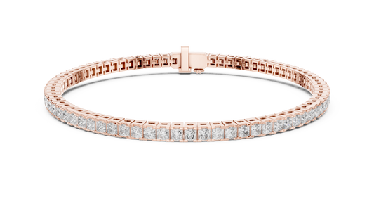 Rose Gold Princess-Cut Diamond Tennis Bracelet – Timeless Luxury