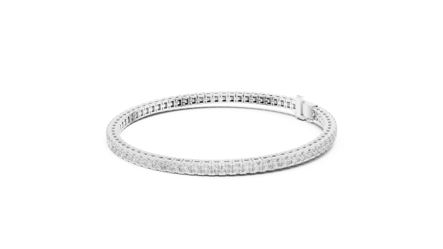 Rose Gold Princess-Cut Diamond Tennis Bracelet – Timeless Luxury