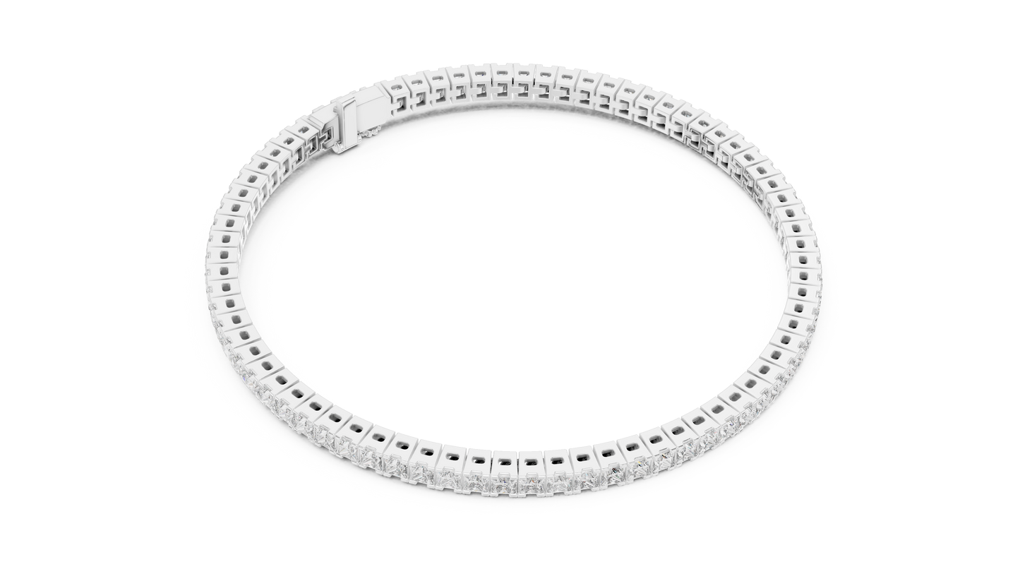 Rose Gold Princess-Cut Diamond Tennis Bracelet – Timeless Luxury