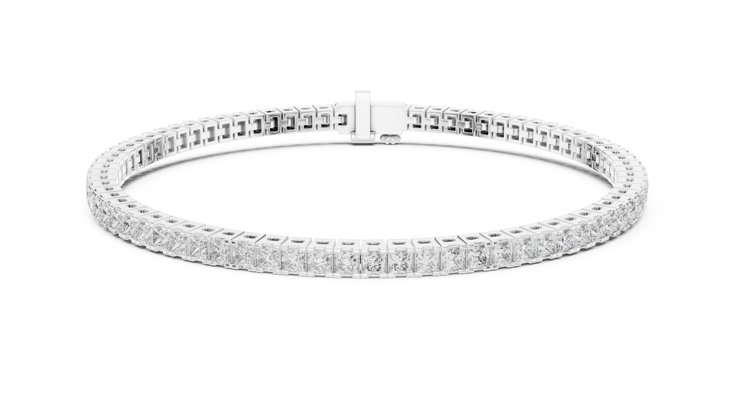 Rose Gold Princess-Cut Diamond Tennis Bracelet – Timeless Luxury