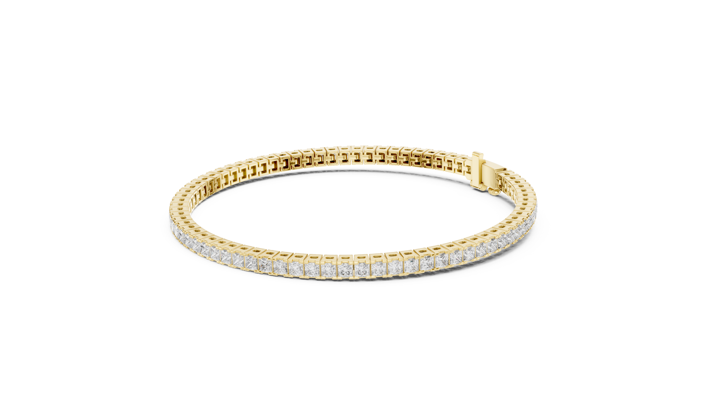 Rose Gold Princess-Cut Diamond Tennis Bracelet – Timeless Luxury