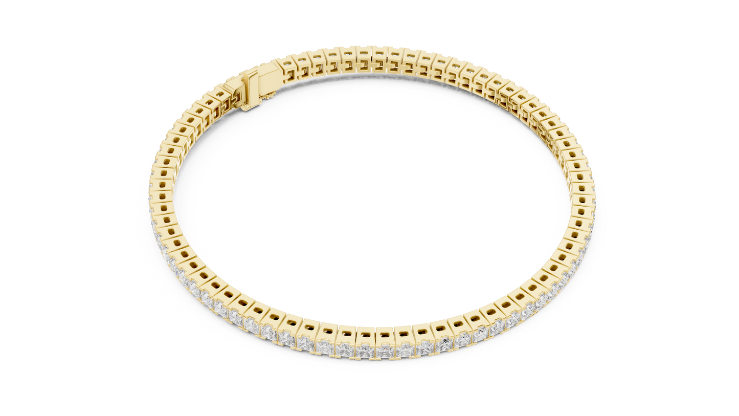 Rose Gold Princess-Cut Diamond Tennis Bracelet – Timeless Luxury