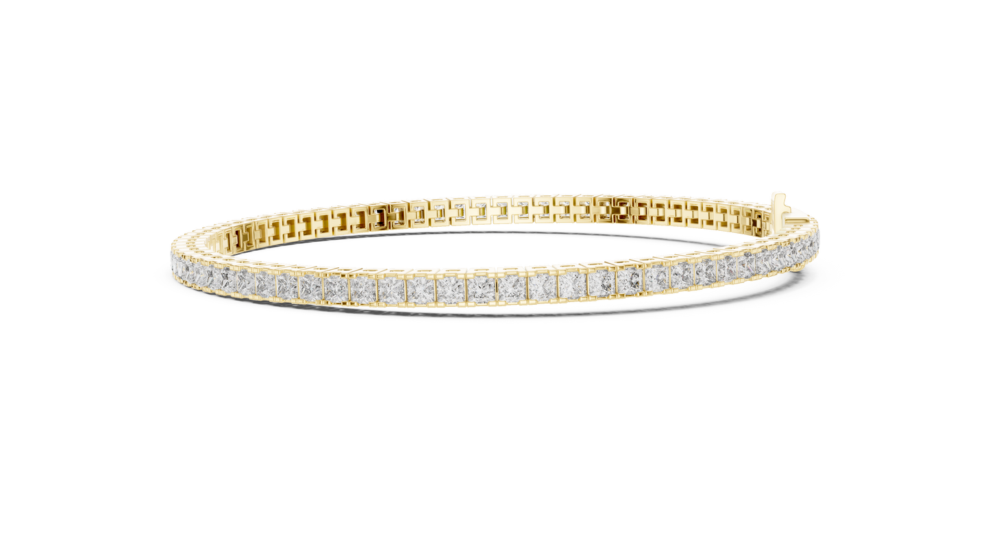 Rose Gold Princess-Cut Diamond Tennis Bracelet – Timeless Luxury