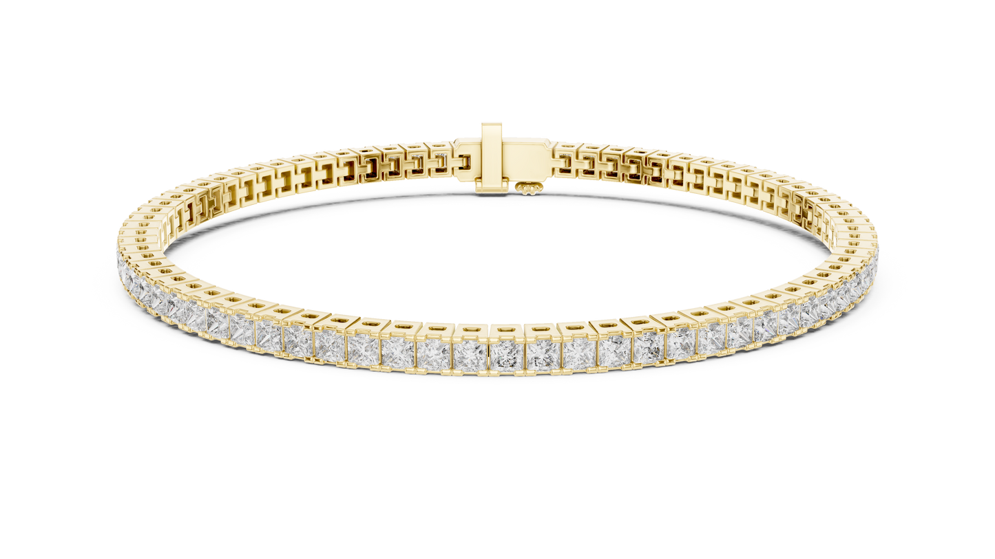 Rose Gold Princess-Cut Diamond Tennis Bracelet – Timeless Luxury