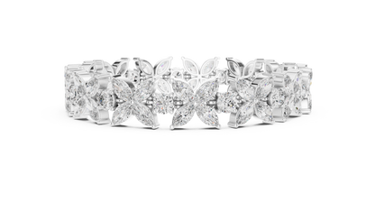 Gold Diamond Floral Cluster Bracelet - Marquise & Round Cut Luxury
