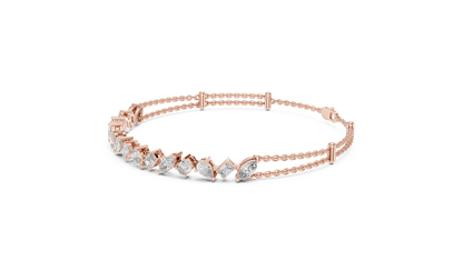 Rose Gold Multi-Cut Diamond Chain Bracelet – Luxury Elegance