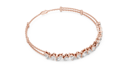 Rose Gold Multi-Cut Diamond Chain Bracelet – Luxury Elegance
