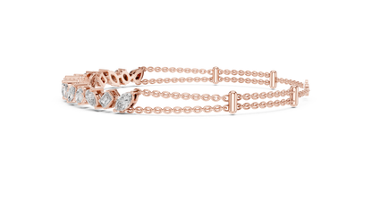 Rose Gold Multi-Cut Diamond Chain Bracelet – Luxury Elegance
