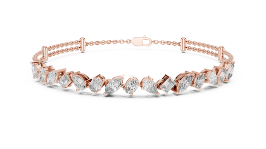 Rose Gold Multi-Cut Diamond Chain Bracelet – Luxury Elegance