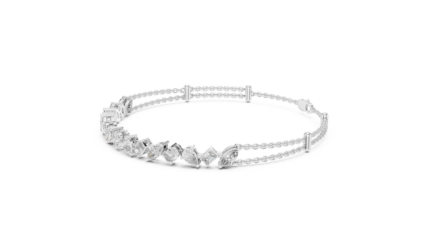 Rose Gold Multi-Cut Diamond Chain Bracelet – Luxury Elegance