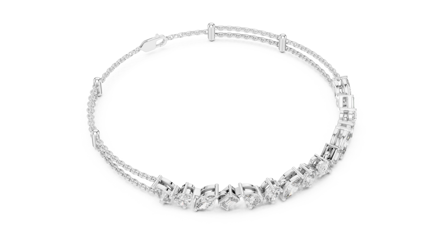 Rose Gold Multi-Cut Diamond Chain Bracelet – Luxury Elegance