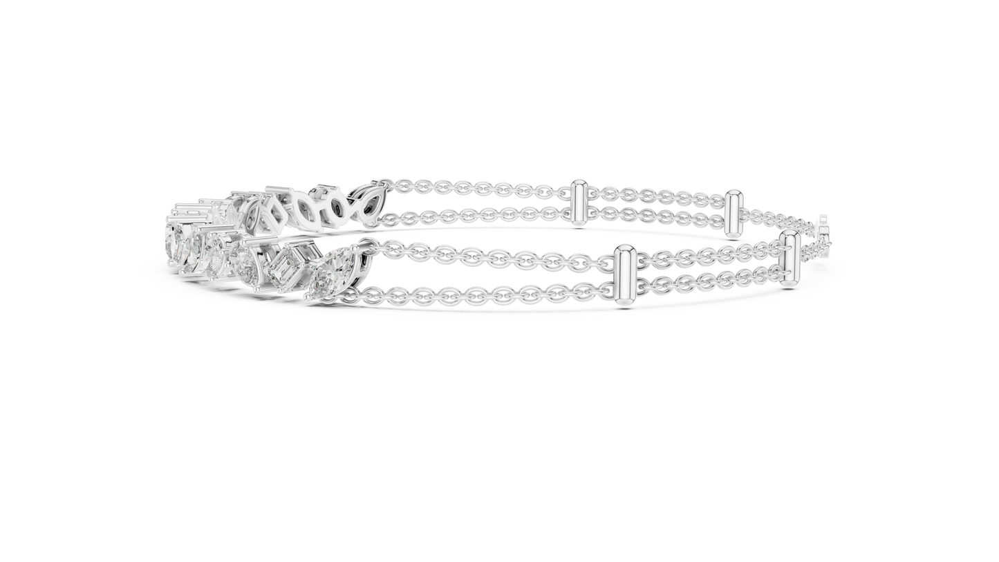 Rose Gold Multi-Cut Diamond Chain Bracelet – Luxury Elegance