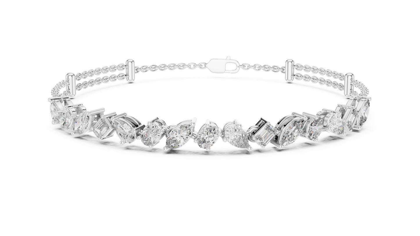 Rose Gold Multi-Cut Diamond Chain Bracelet – Luxury Elegance