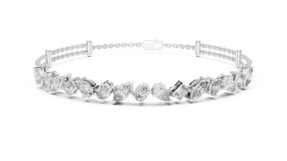 Rose Gold Multi-Cut Diamond Chain Bracelet – Luxury Elegance
