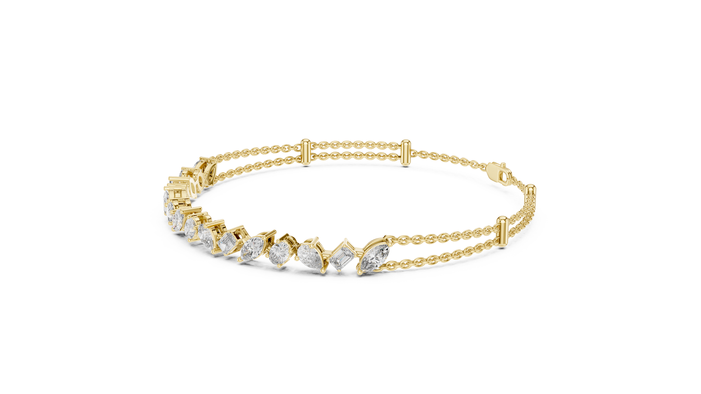 Rose Gold Multi-Cut Diamond Chain Bracelet – Luxury Elegance