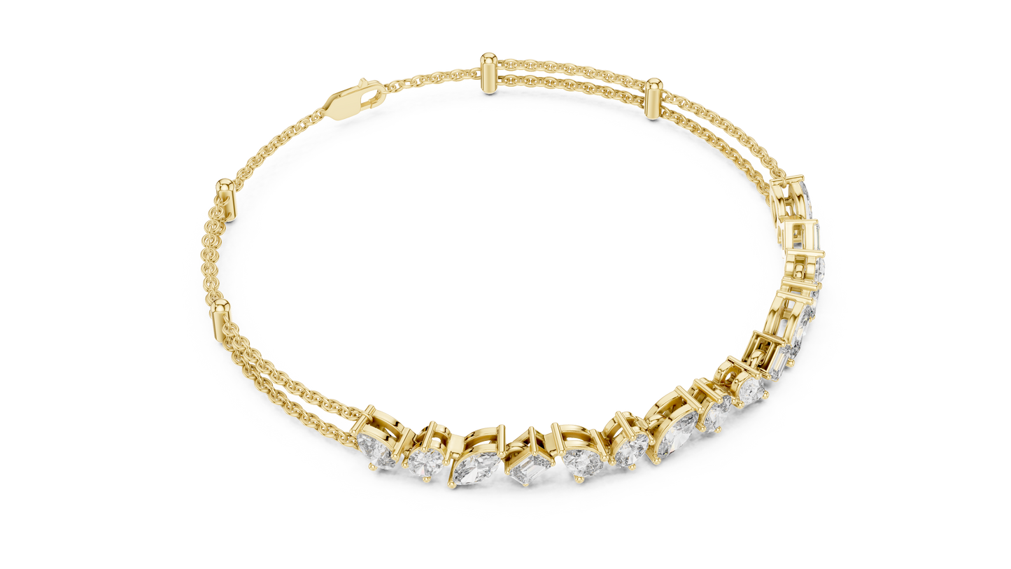 Rose Gold Multi-Cut Diamond Chain Bracelet – Luxury Elegance