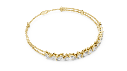 Rose Gold Multi-Cut Diamond Chain Bracelet – Luxury Elegance