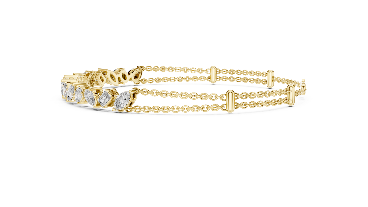 Rose Gold Multi-Cut Diamond Chain Bracelet – Luxury Elegance