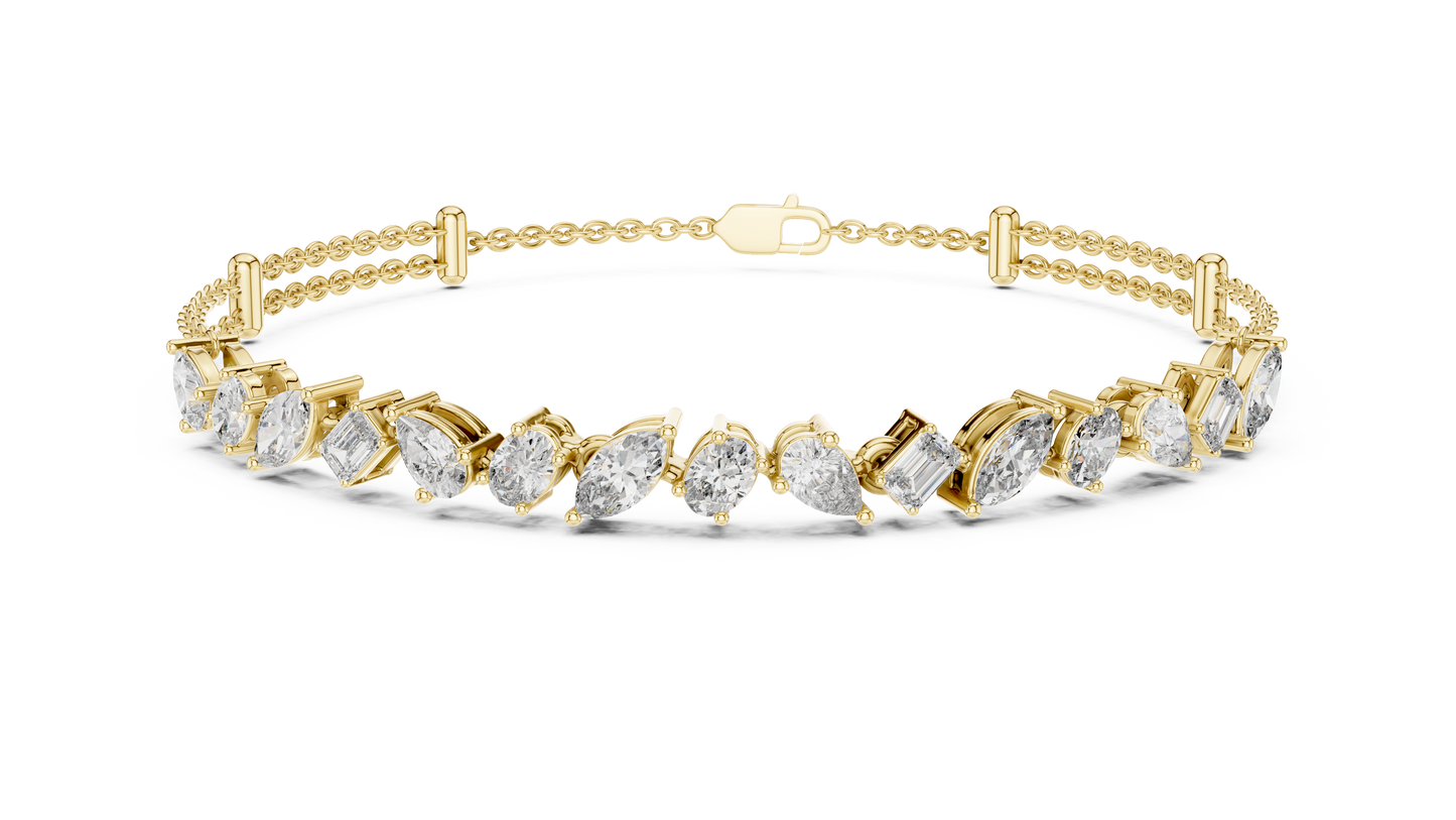 Rose Gold Multi-Cut Diamond Chain Bracelet – Luxury Elegance
