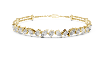 Rose Gold Multi-Cut Diamond Chain Bracelet – Luxury Elegance