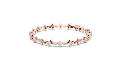 Round Diamond Link Bracelet in 14K Rose Gold