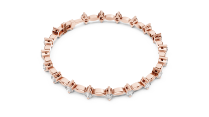 Round Diamond Link Bracelet in 14K Rose Gold