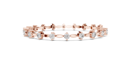 Round Diamond Link Bracelet in 14K Rose Gold